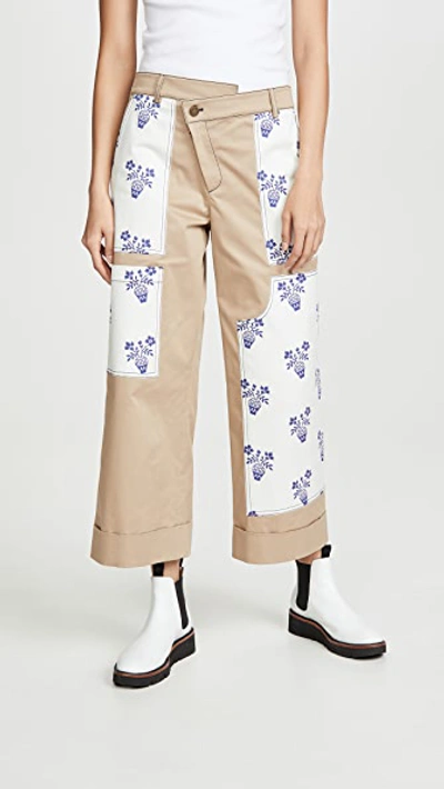 Shop Monse Flower Pot Patch Pants In Mushroom Multi