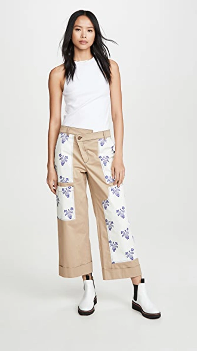 Shop Monse Flower Pot Patch Pants In Mushroom Multi