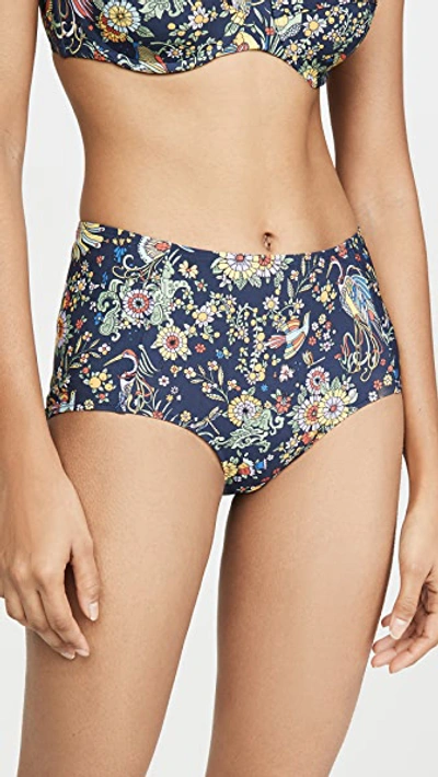 Shop Tory Burch Printed High Waisted Bikini Bottoms In Promised Land