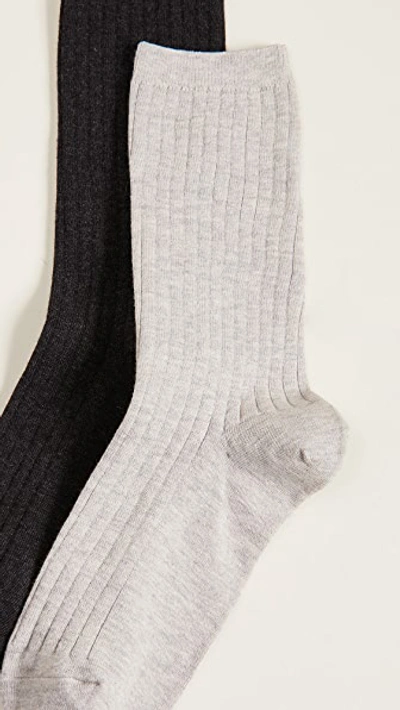 Shop Madewell Ribbed Trouser Socks 2 Pack In Charcoal/light Grey