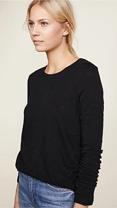 Atm Anthony Thomas Melillo Destroyed Wash Long-sleeve Slub Jersey Tee In Black
