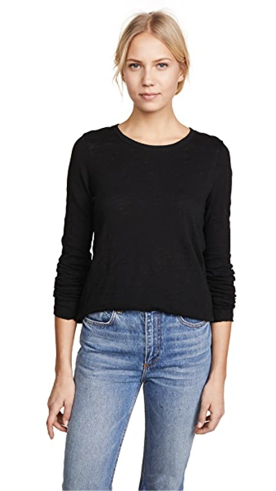 Atm Anthony Thomas Melillo Destroyed Wash Long-sleeve Slub Jersey Tee In Black