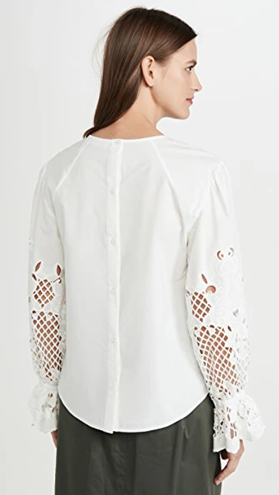 Shop See By Chloé Eyelet Sleeve Blouse In White