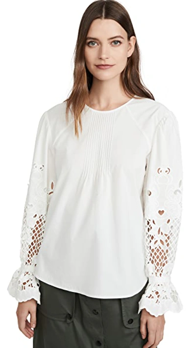Shop See By Chloé Eyelet Sleeve Blouse In White