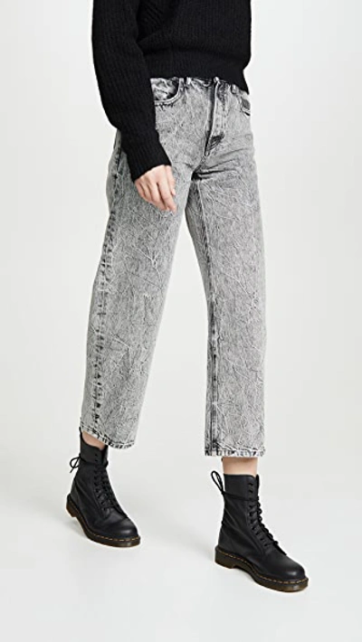 Shop Alexander Wang Curb Jeans In Light Grey Crinkle