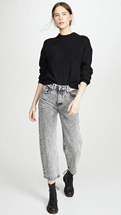 Shop Alexander Wang Curb Jeans In Light Grey Crinkle