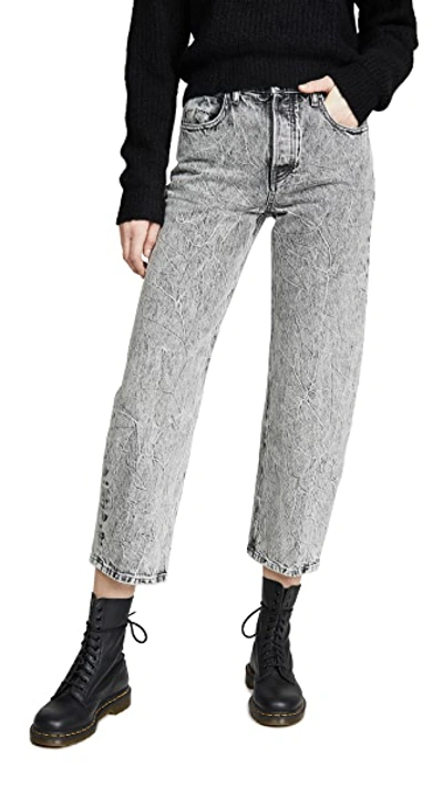 Shop Alexander Wang Curb Jeans In Light Grey Crinkle