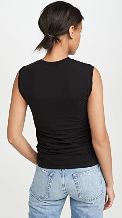 Shop Atm Anthony Thomas Melillo Pima Cotton Ruched Sleeveless Top In Black