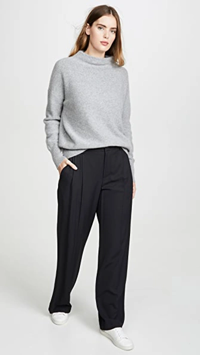 Shop Vince Funnel Neck Cashmere Pullover In Medium Heather Grey