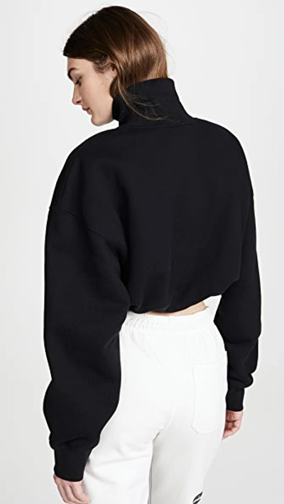 Shop Alexander Wang Cropped Mock Neck Sweatshirt With Embroidery In Black