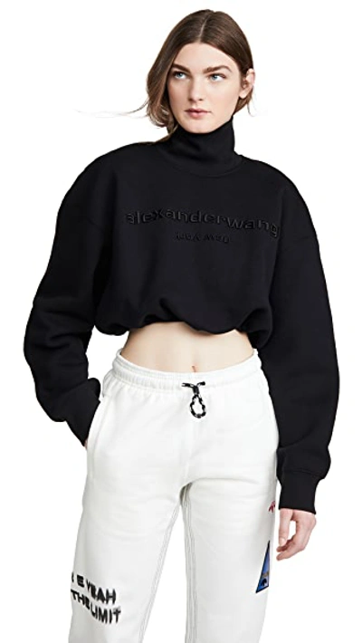 Alexander Wang Mock Neck Sweatshirt With Embroidery In Black ModeSens