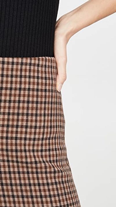 Shop A.w.a.k.e. Bell Gingham Skirt In Beige/brown
