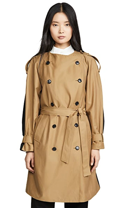 Shop Frame Colorblocked Trench Coat In Cargo Multi