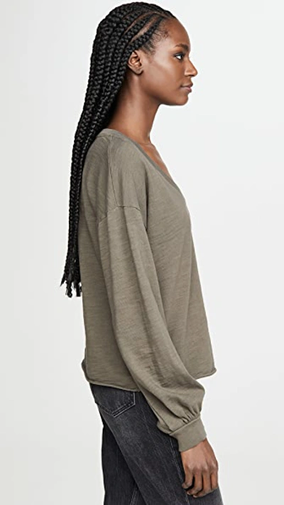 Shop Nation Ltd Willa Bishop Sleeve Top In Artichoke Green