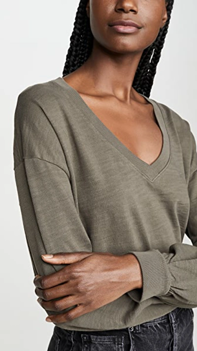 Shop Nation Ltd Willa Bishop Sleeve Top In Artichoke Green