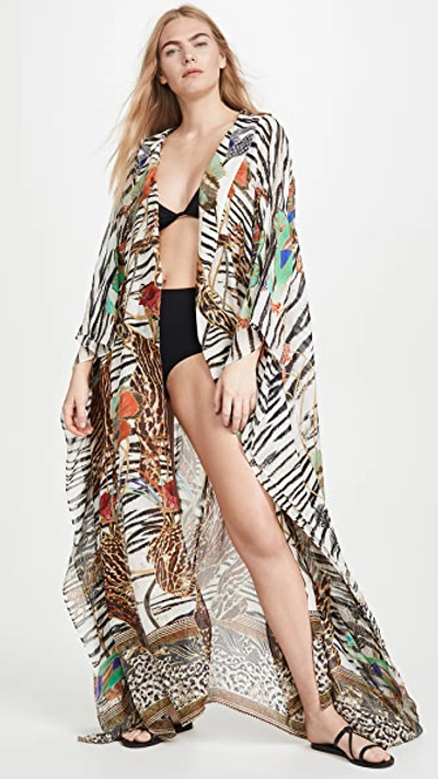 Shop Camilla Oversized Silk Robe In Cosmic Conflict