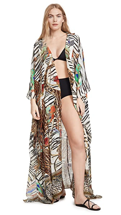 Shop Camilla Oversized Silk Robe In Cosmic Conflict