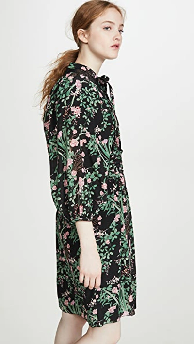 Shop Giambattista Valli Puff Sleeve Mini Dress In Black Floral