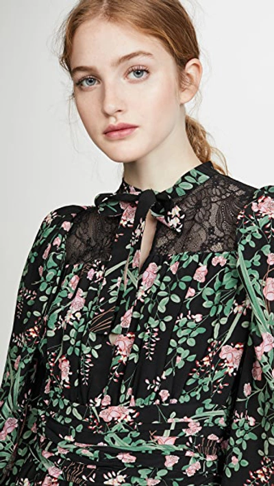 Shop Giambattista Valli Puff Sleeve Mini Dress In Black Floral