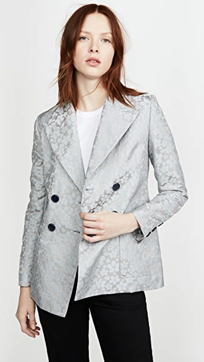 Shop Alexa Chung Double Breasted Jacket Daisy In Icy Blue