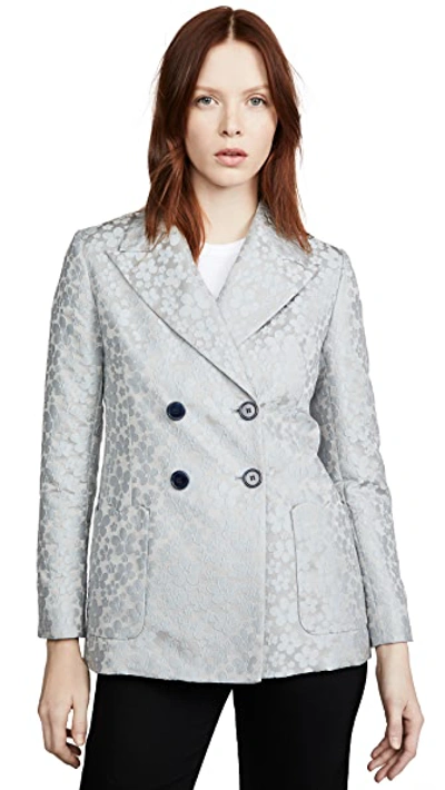 Shop Alexa Chung Double Breasted Jacket Daisy In Icy Blue