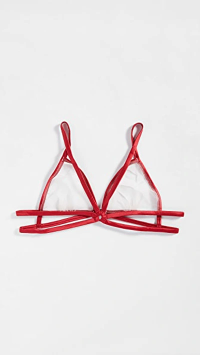 Shop Fleur Du Mal Luxe Bondage Bra In Pop Cherry