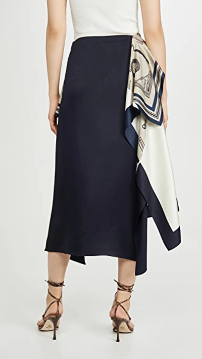 Shop Monse Grove And Toolbox Asymmetric Silk Scarf Skirt In Burlap/midnight