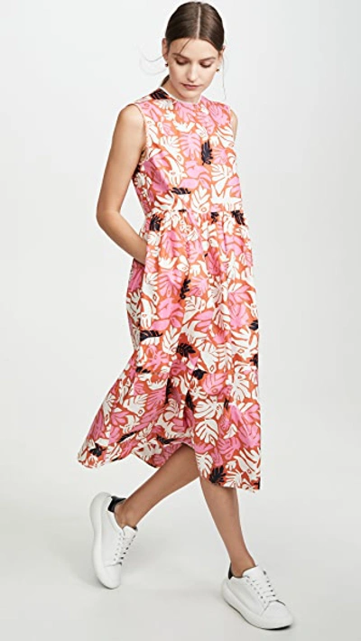 Shop Marni Sleeveless Floral Midi Dress In Arabesque
