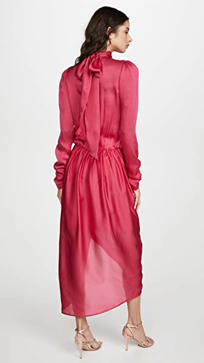 Shop Zimmermann Drape Long Sleeve Dress In Magenta