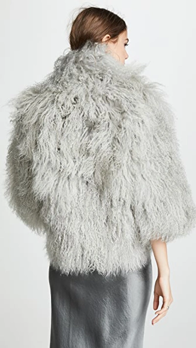 Shop Adrienne Landau Mongolian Lamb Jacket In Light Grey