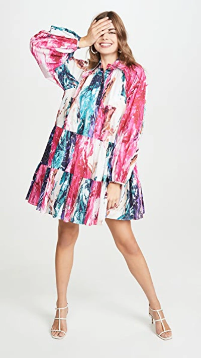 Shop Aje Salt Lake Gathered Shirtdress In Lake Multi