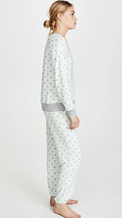 Shop Splendid Long Sleeve Pj Set In Mint Green Dot