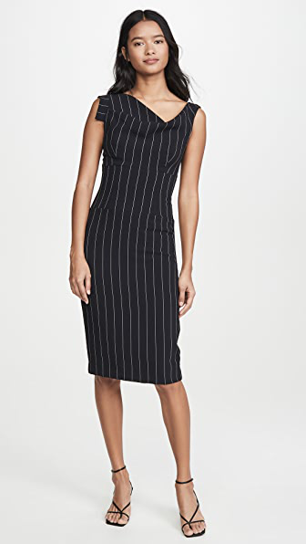 black halo midi dress