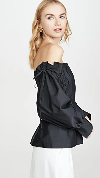 Shop Adeam Off Shoulder Drawstring Top In Black