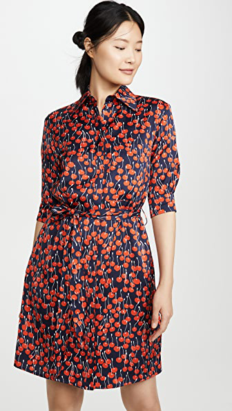 cherry print shirt dress