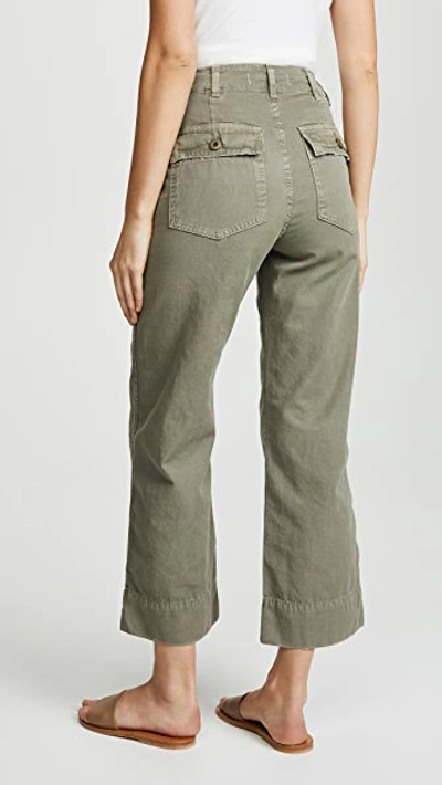 Shop Amo Army Wide Leg Pants In Grey Green