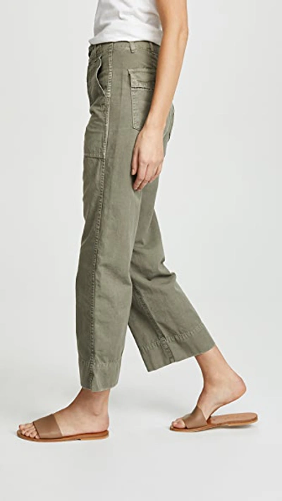 Shop Amo Army Wide Leg Pants In Grey Green