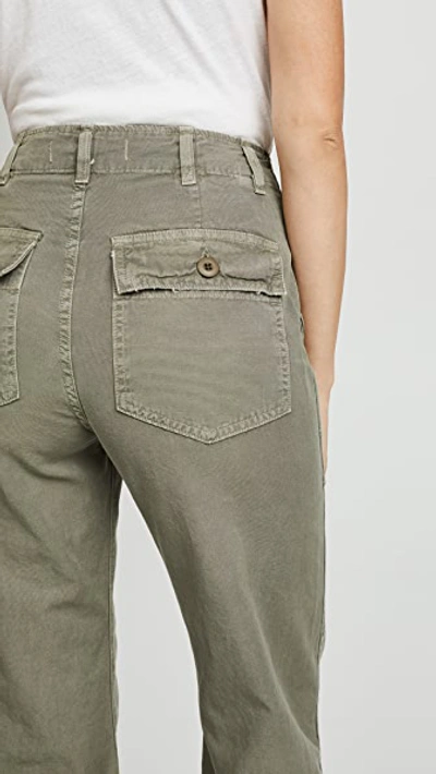 Shop Amo Army Wide Leg Pants In Grey Green