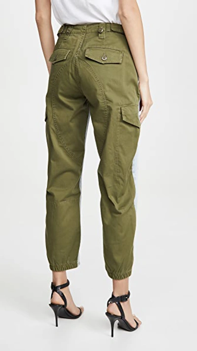 Shop Alexander Wang Slack Mix Pants In Bleach/army Green
