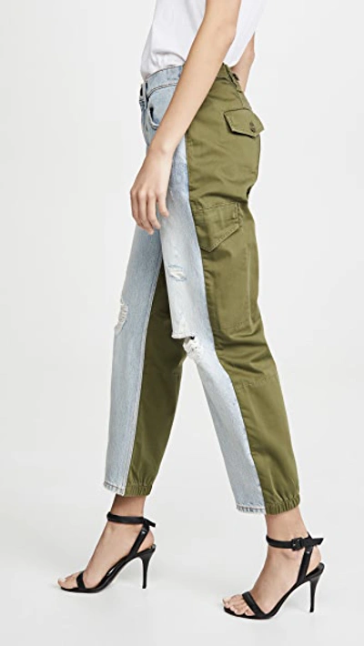 Shop Alexander Wang Slack Mix Pants In Bleach/army Green