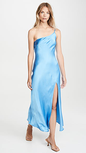 blue midi slip dress