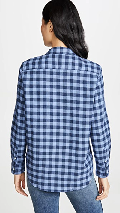 Shop Frank & Eileen Eileen Button Down Shirt In Sky Blue/navy Flannel