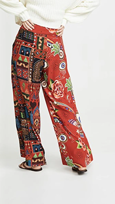Shop Farm Rio Mistic Red Mixed Print Pants In Red Multi
