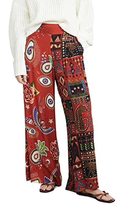 Shop Farm Rio Mistic Red Mixed Print Pants In Red Multi