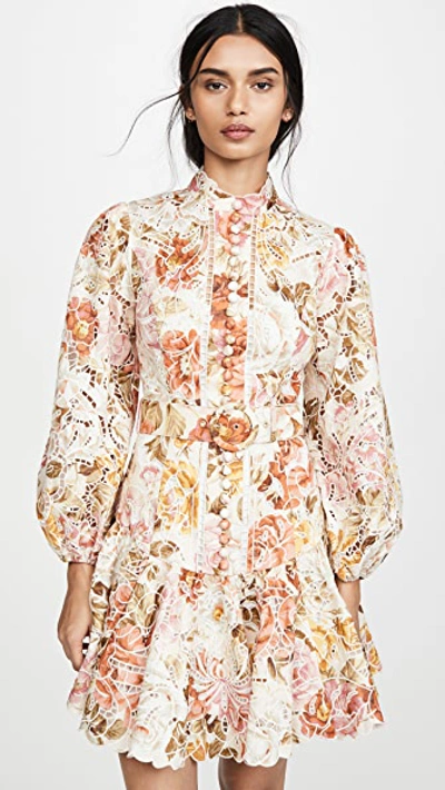 Shop Zimmermann Bonita Embroidery Dress In Cream Floral