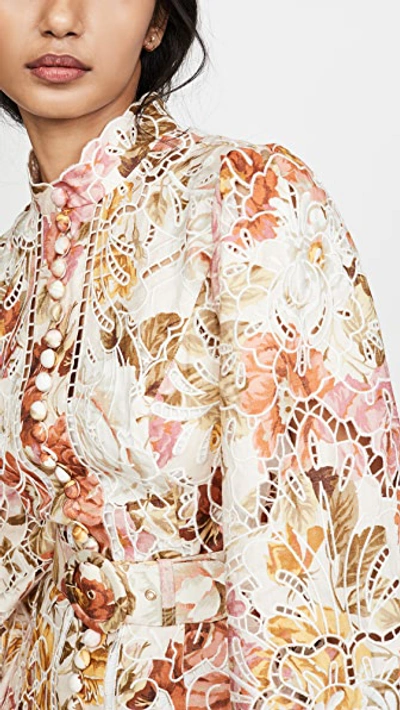 Zimmermann Bonita Embroidered Floral Lace Mini Dress In Cream Floral