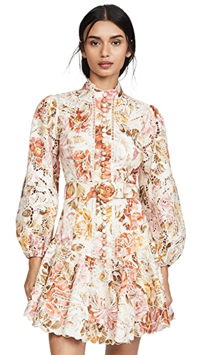 Shop Zimmermann Bonita Embroidery Dress In Cream Floral