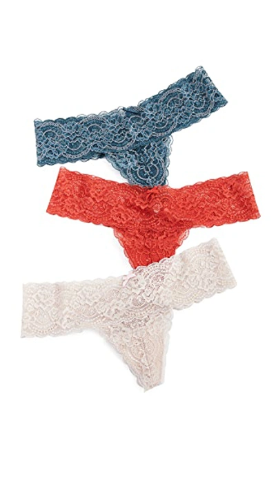 Shop Skarlett Blue Obsessed Thong 3 Pack In Red Chile/intense Teal/cashmer