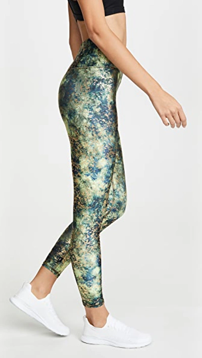 Shop Terez High Rise Balayage Foil Leggings In Rainforest With Gold