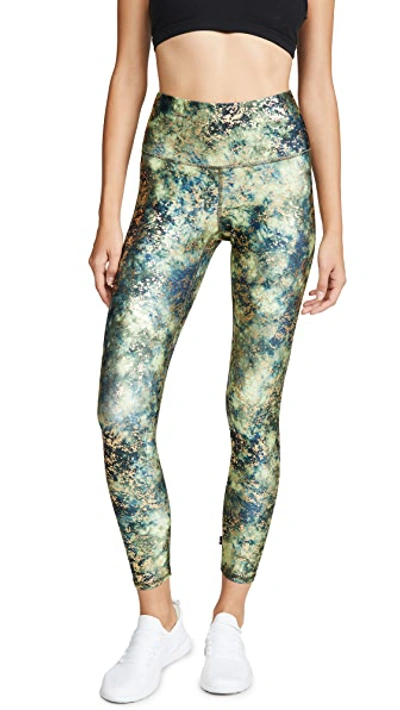 Shop Terez High Rise Balayage Foil Leggings In Rainforest With Gold